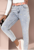 Hose Jeans z haftami Little Flowers Hellblau