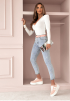 Hose Jeans z haftami Little Flowers Hellblau