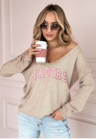 Leicht Pullover z napisem J'adore Beige