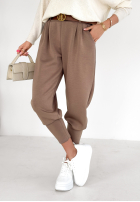 Materiałowe spodnie The First Try mokka