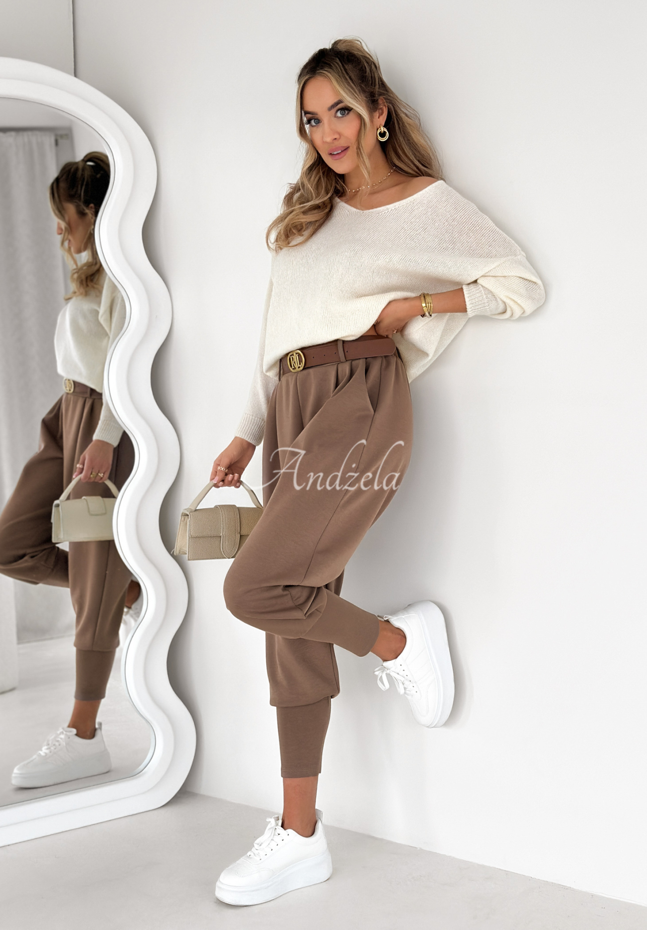 The First Try mocha fabric butter pants