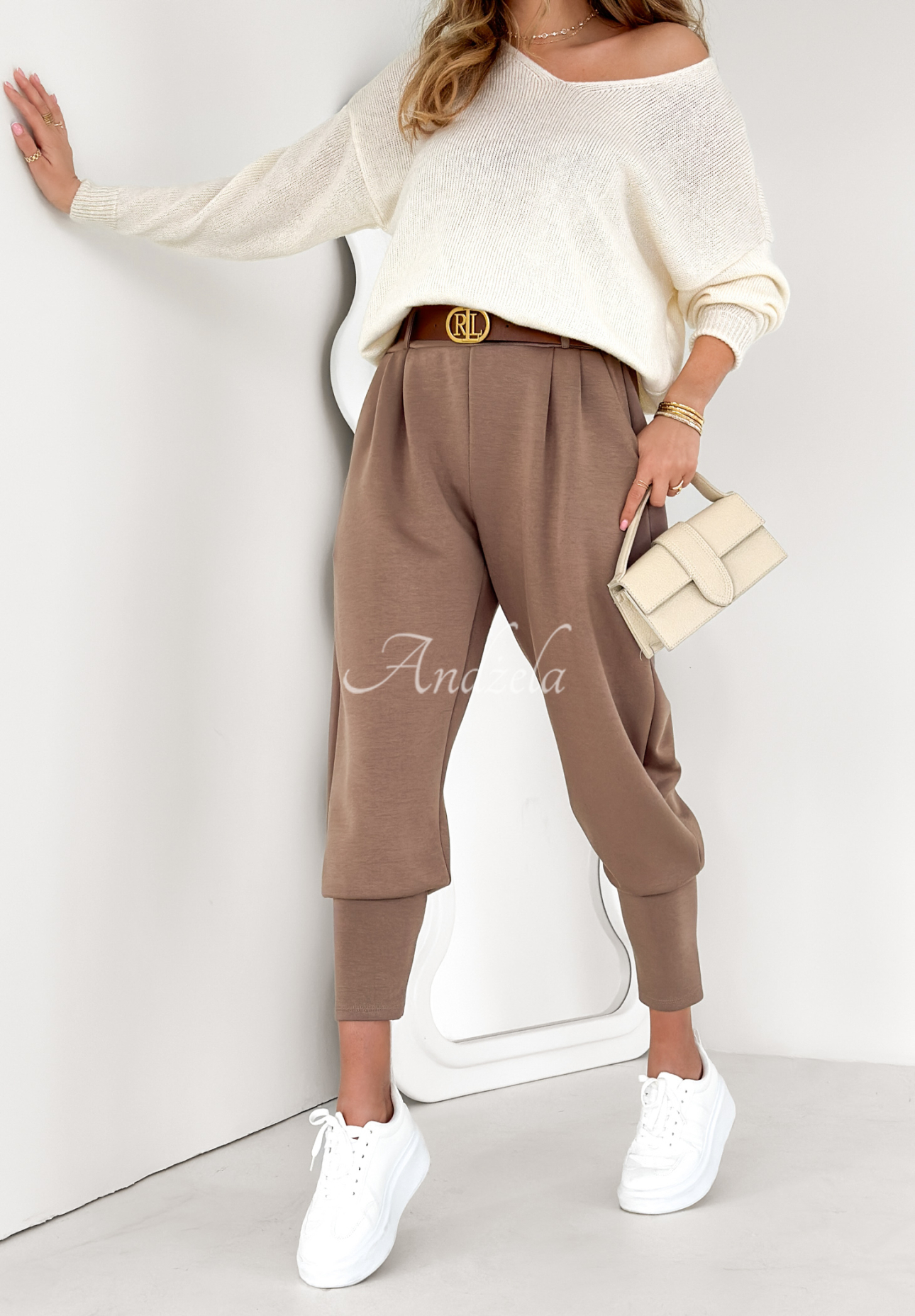 The First Try mocha fabric butter pants