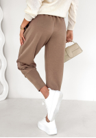 Materiałowe spodnie The First Try mokka