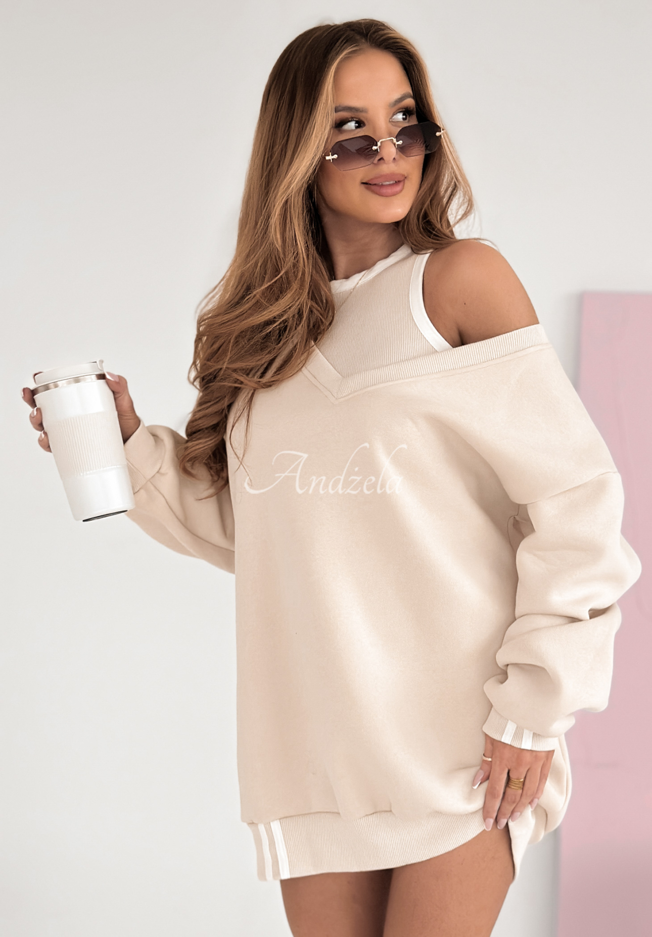 Set aus Bluse, Kleid und Top Don't Make Sense Beige