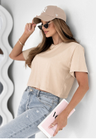 Krótki T-shirt Hey Darling beżowy