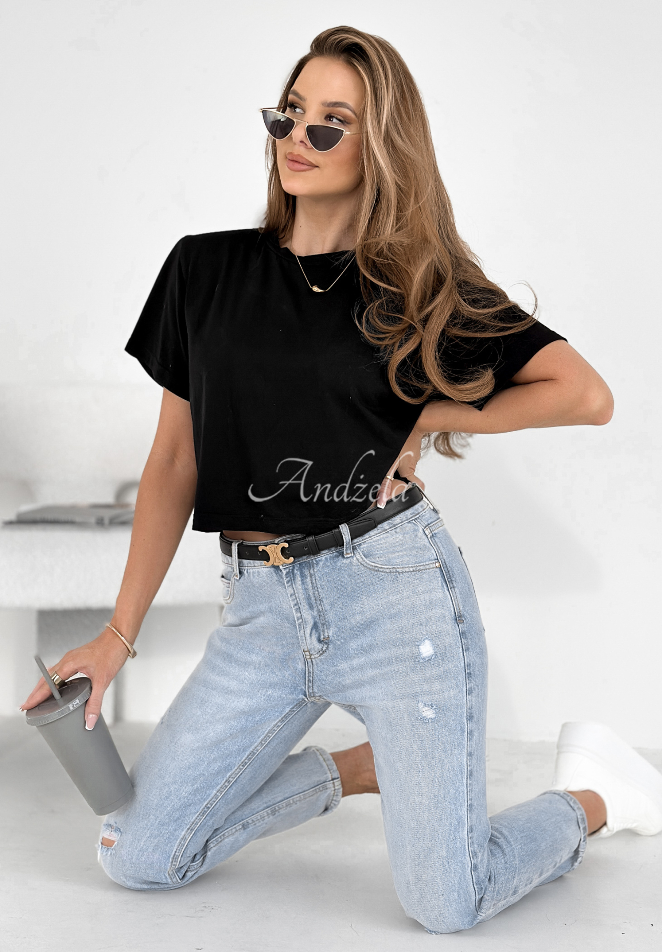 Kurzes T-Shirt Hey Darling Schwarz