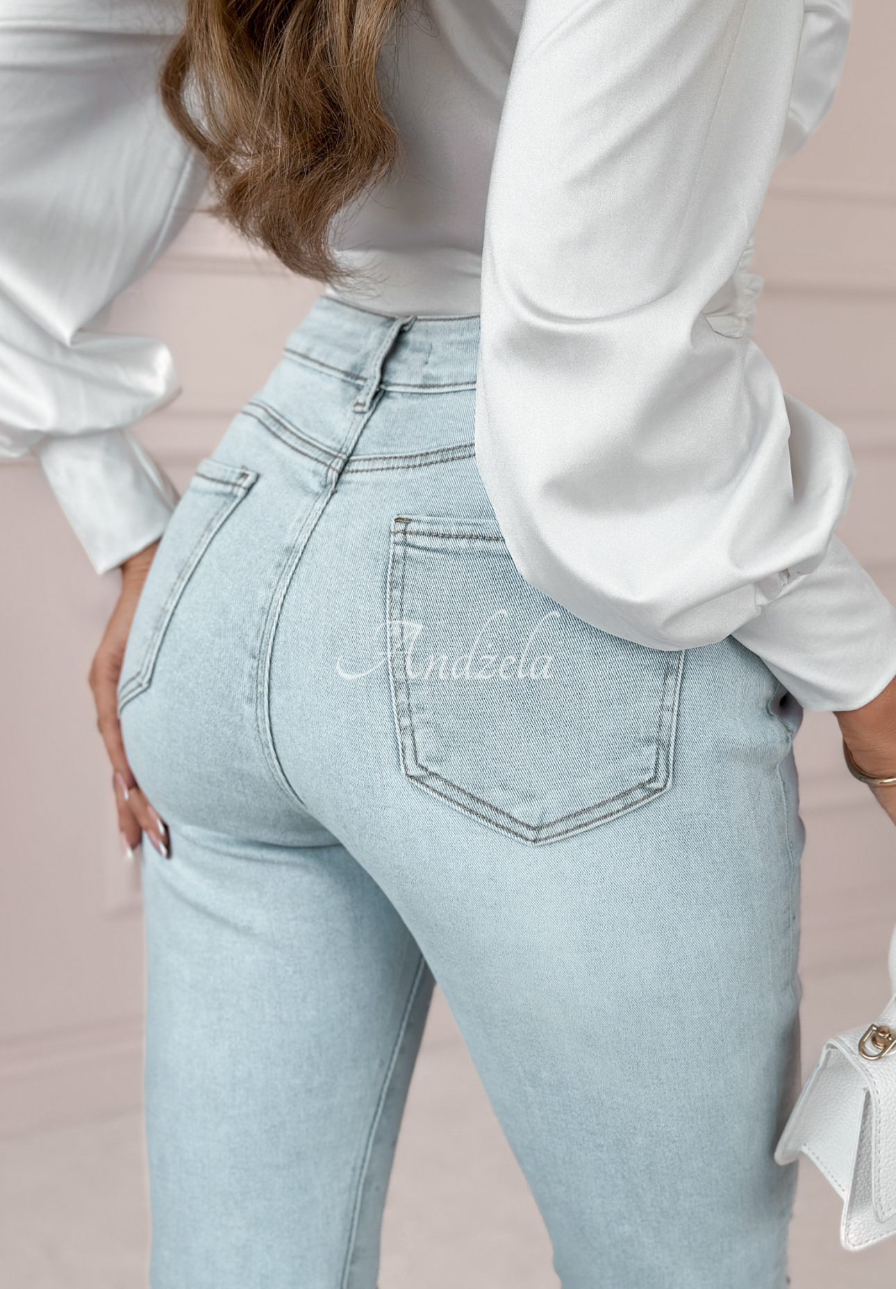 Jeans mit Kristallen Glittery Hearts Hellblau