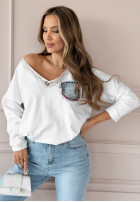 Bluse longsleeve z kieszonką It Just Is Weiß