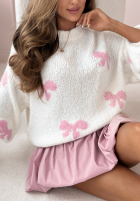 Sweter oversize w kokardki Bow Attitude ecru