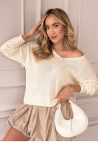 Sweter z dekoltem Caffe Latte ecru