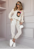 Sweatshirt z nadrukiem Just A Girl Beige