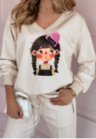 Sweatshirt z nadrukiem Just A Girl Beige