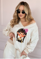 Sweatshirt z nadrukiem Just A Girl Beige