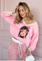 Sweatshirt z nadrukiem Just A Girl Rosa