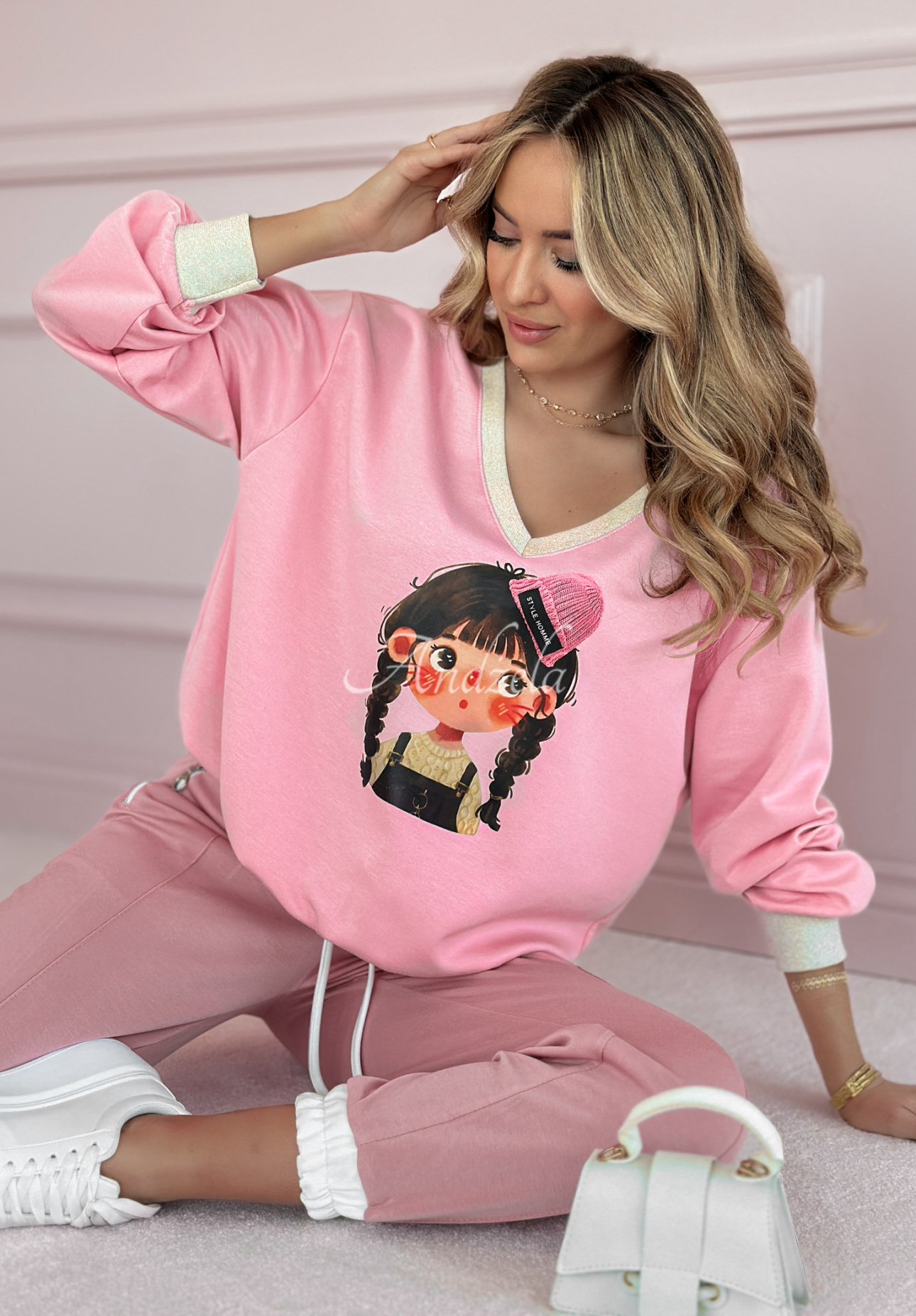 Sweatshirt mit Aufdruck Just A Girl Rosa