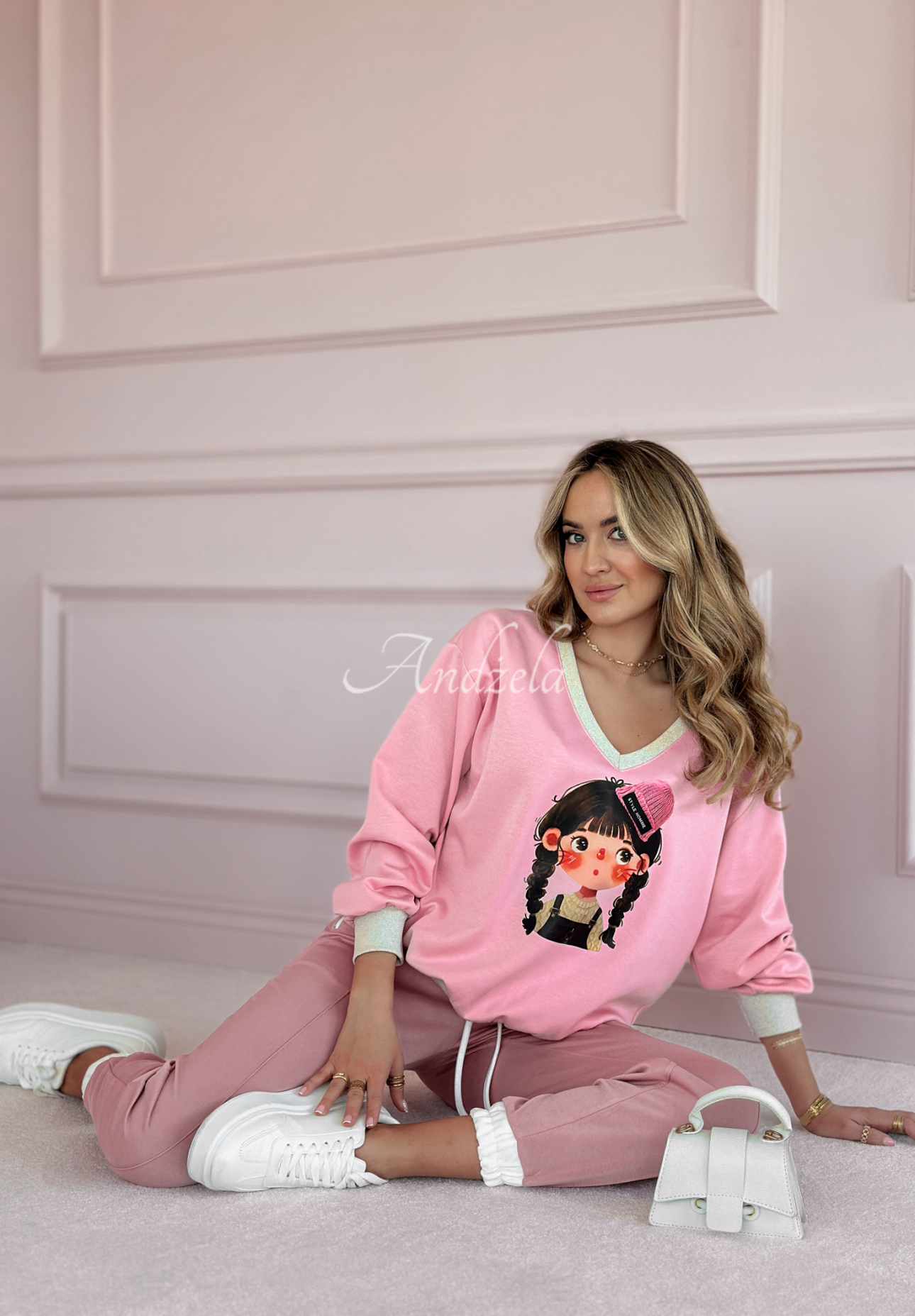 Sweatshirt mit Aufdruck Just A Girl Rosa