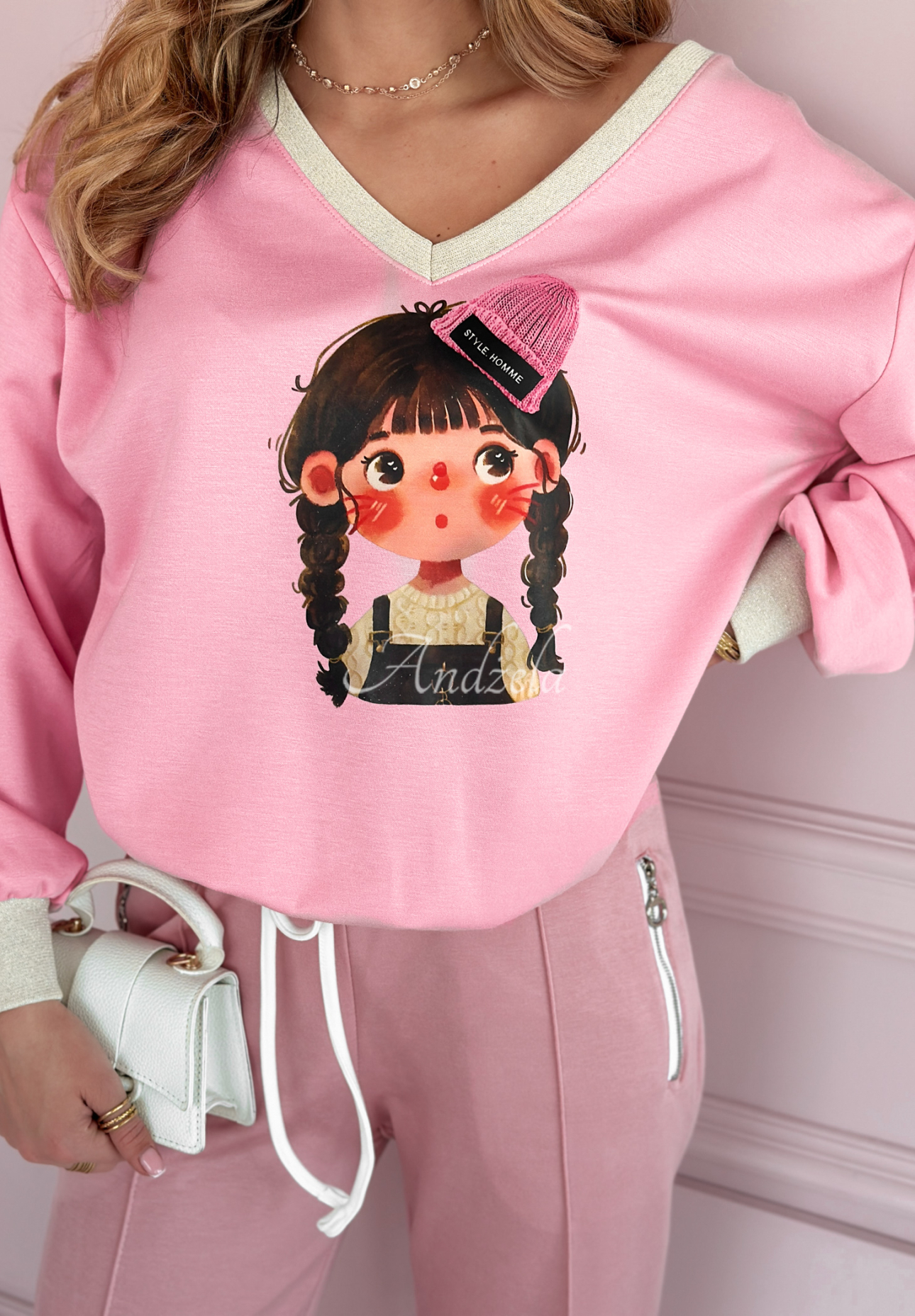 Sweatshirt mit Aufdruck Just A Girl Rosa