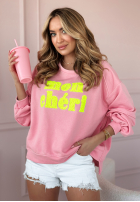 Sweatshirt z napisem Mon Cheri Amour Rosa