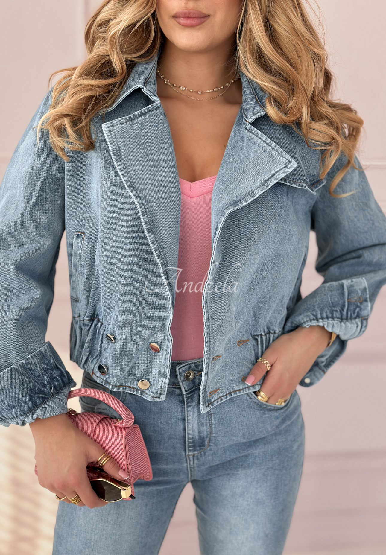 Kurze Denim-Jacke Still Remember Blau