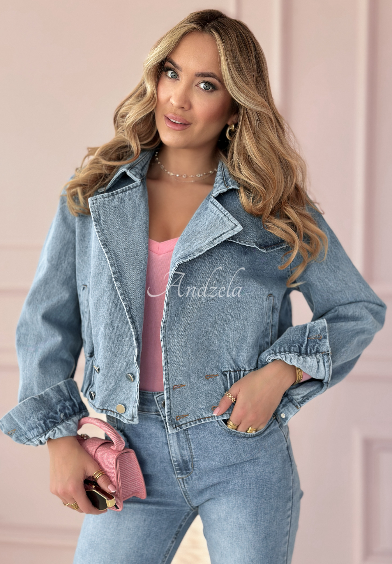 Kurze Denim-Jacke Still Remember Blau