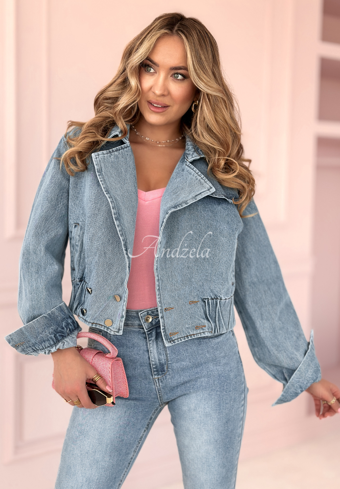 Kurze Denim-Jacke Still Remember Blau