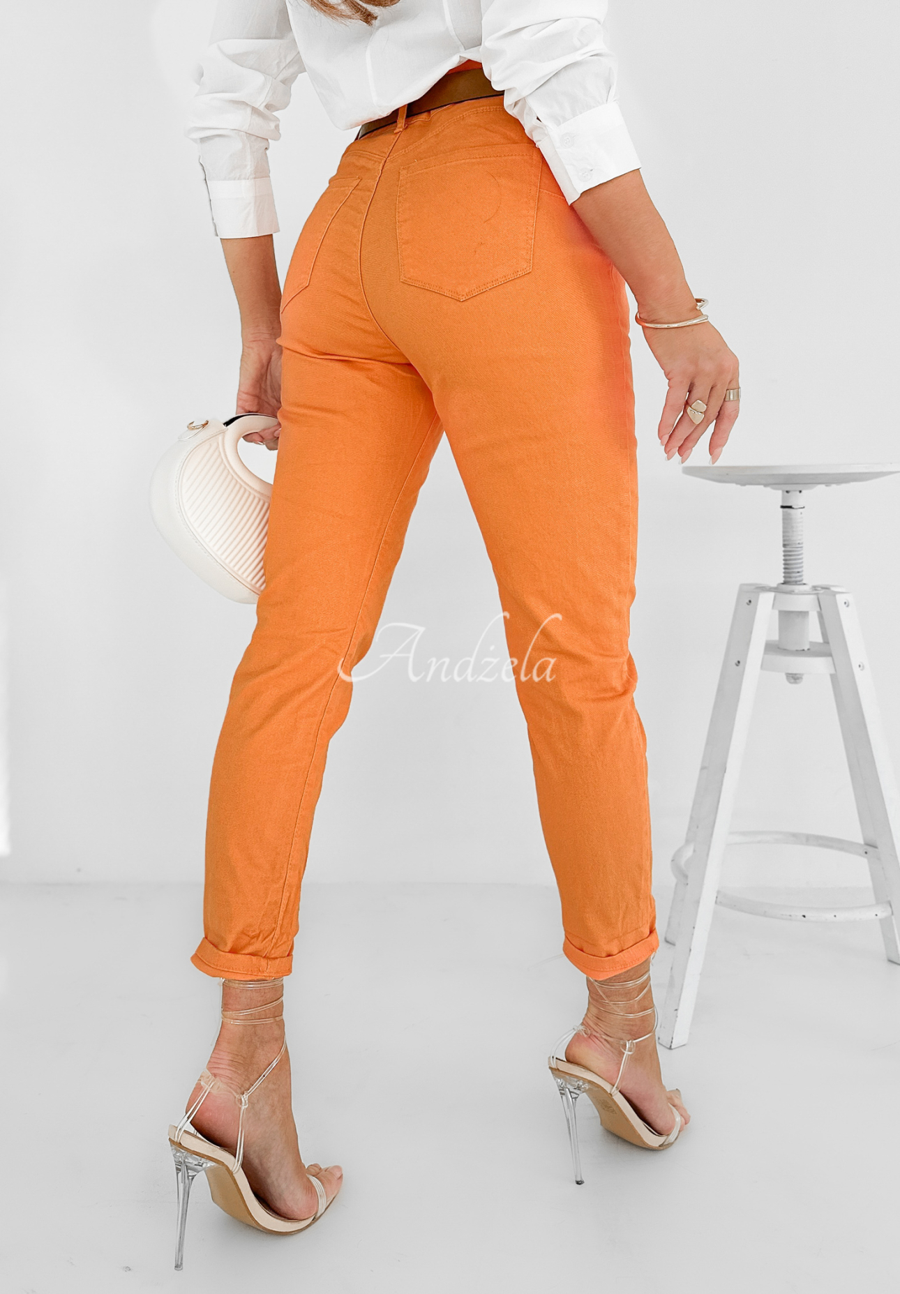 Denim pants with belt Only Evidence orange