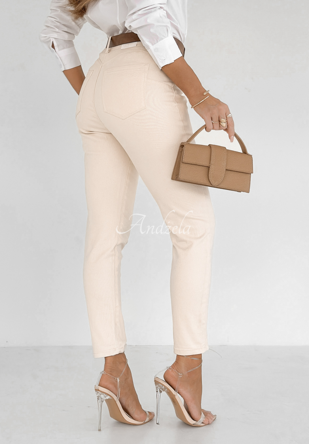 Denim-Hose mit Gürtel Only Evidence Beige