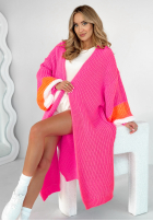 Długi Cardigan oversize z bufkami Broadway Rosa