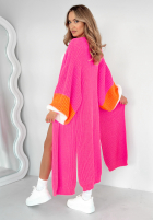 Długi Cardigan oversize z bufkami Broadway Rosa