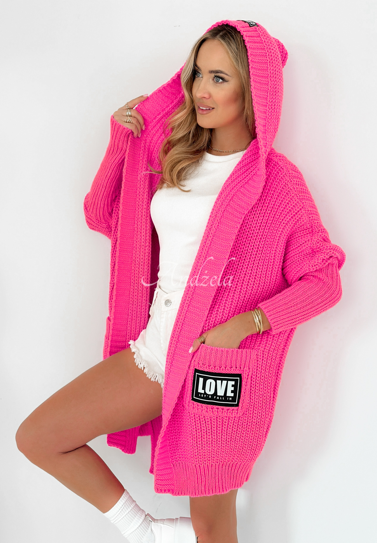 Oversize Strickjacke Dreams And Goals Rosa