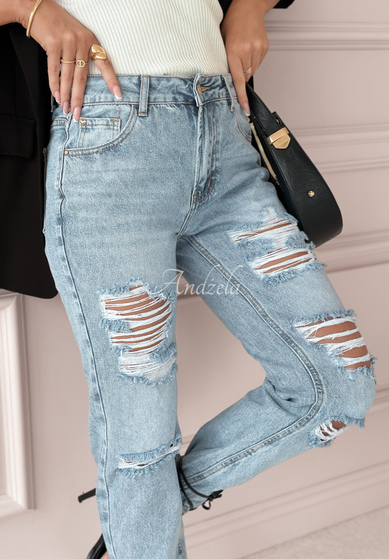 Denim-Hose im Used-Look Greatest Joy Hellblau