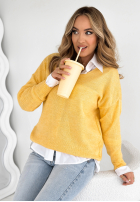 Pullover z dekoltem Caffe Latte Gelb