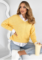 Pullover z dekoltem Caffe Latte Gelb