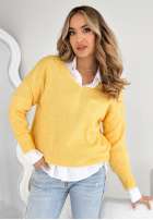 Pullover z dekoltem Caffe Latte Gelb