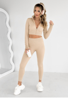 Prążkowany Set Bluse i Leggings No Expectations Beige