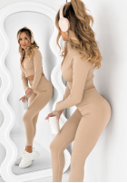 Prążkowany Set Bluse i Leggings No Expectations Beige