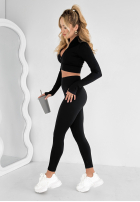 Prążkowany Set Bluse i Leggings No Expectations  Schwarz