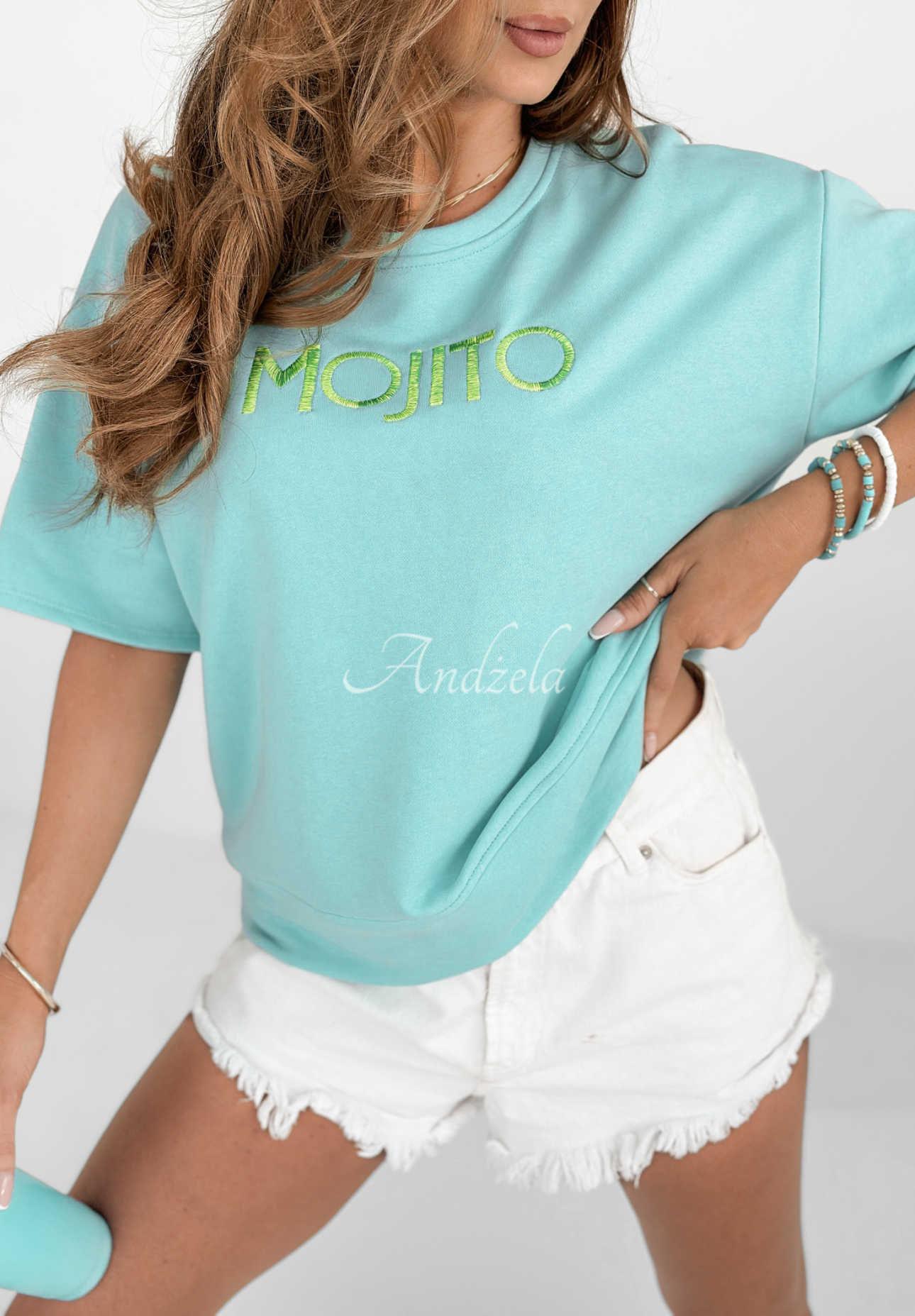 T-Shirt mit Stickerei Mojito Blau