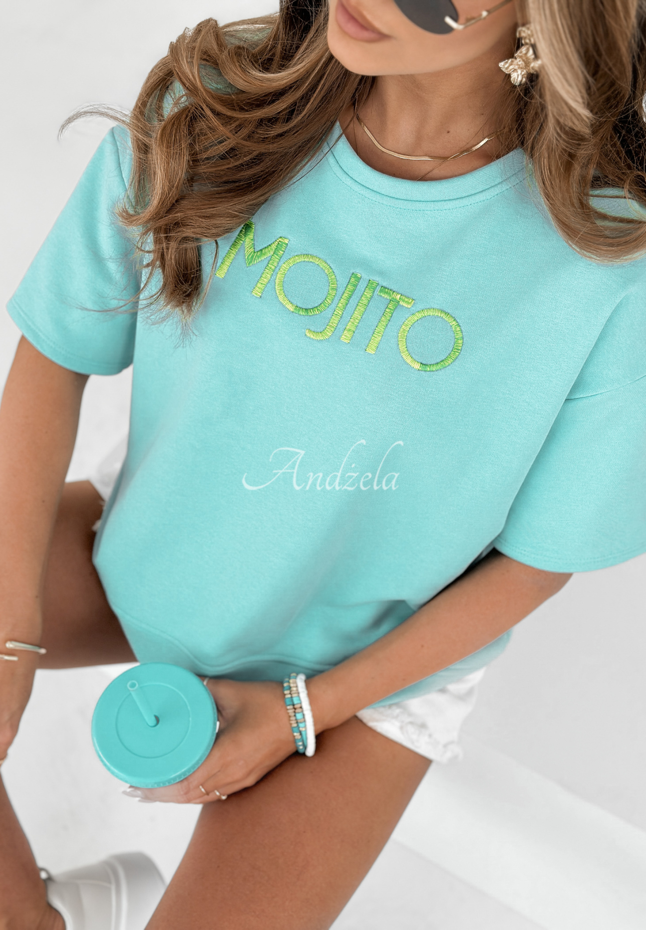 T-Shirt mit Stickerei Mojito Blau