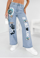 Hose Jeans z naszywkami Bonjour Chic Blau