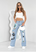 Hose Jeans z naszywkami Bonjour Chic Blau