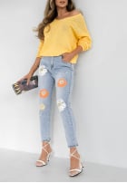 Hose Jeans w kwiaty Spring Petals Blau