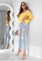 Hose Jeans w kwiaty Spring Petals Blau