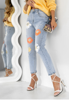 Hose Jeans w kwiaty Spring Petals Blau