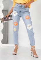 Hose Jeans w kwiaty Spring Petals Blau