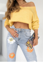 Hose Jeans w kwiaty Spring Petals Blau