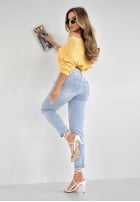 Hose Jeans w kwiaty Spring Petals Blau