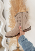 zamszowe ażurowe Stiefeletten Becoming Me Beige