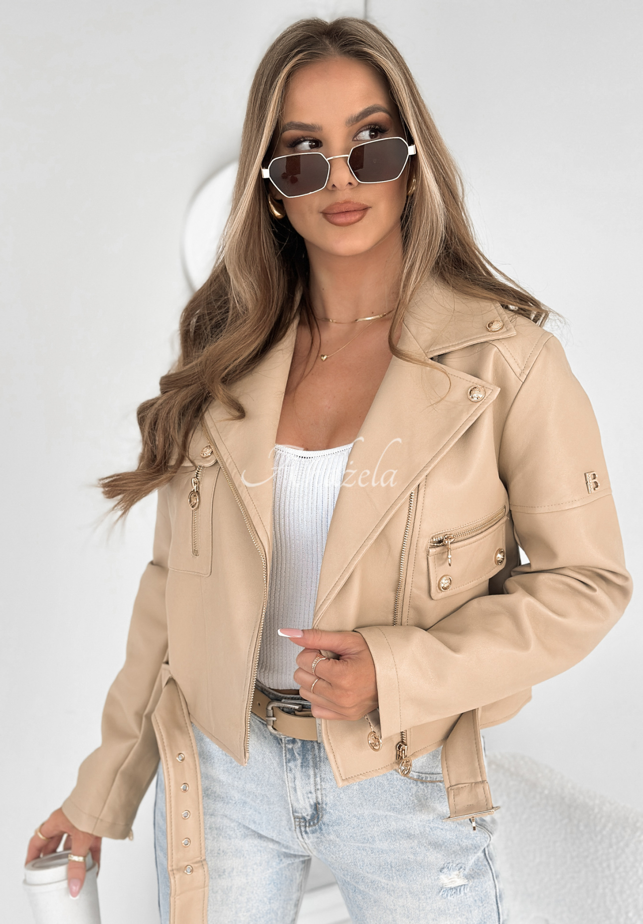 Bikerjacke Fall Apart Beige