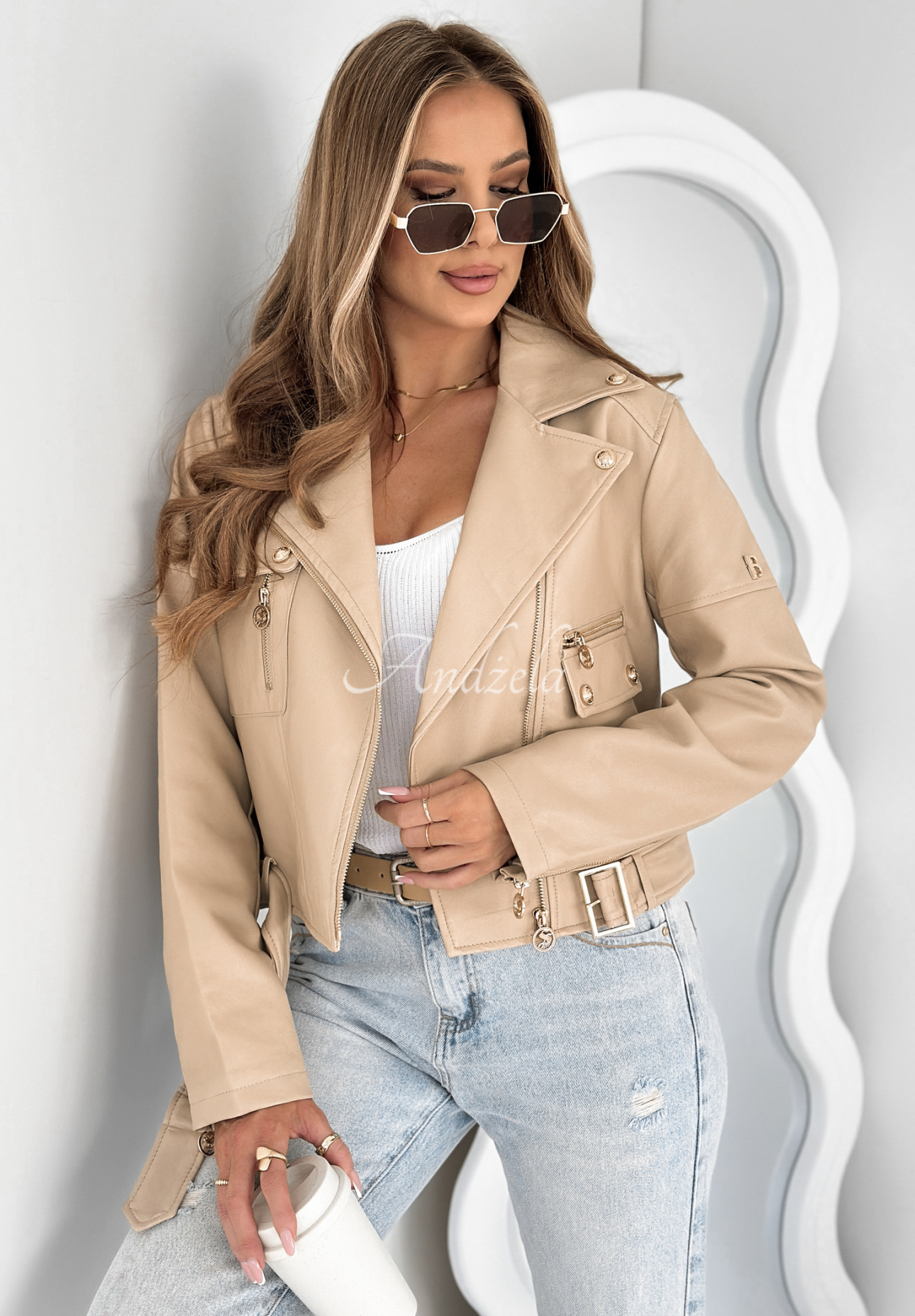 Bikerjacke Fall Apart Beige